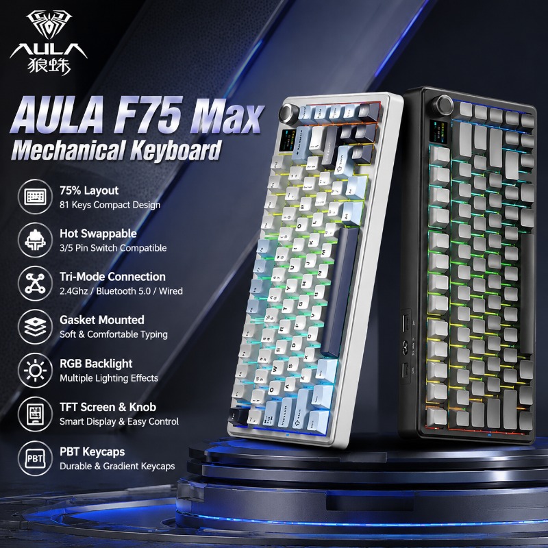 Gaming Keyboard Ergo - Klawiatura mechaniczna AULA F75 Max, układ