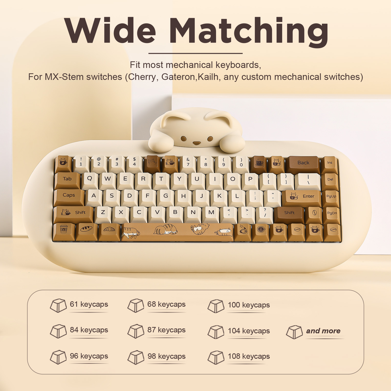 YUNZII Coffee Cat PBT Keycaps, – Gaming Keyboard Bundle recenzja i cena